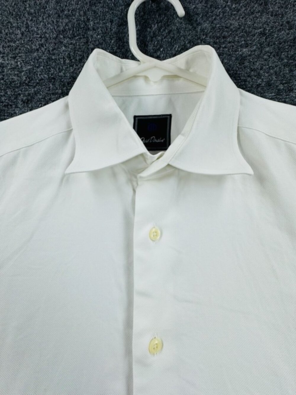 David Donahue Trim 16.5 36/37 White Shirt Solid Long Sleeve Button Up Cotton Men